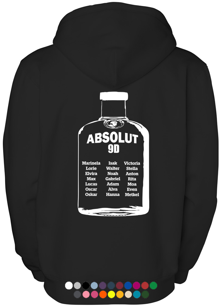 Klasströja med digitala signaturer i Absolut vodka flaska